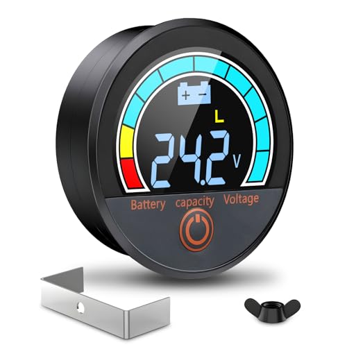 Battery Capacity Voltage Meter, 12V 24V 48V 60V 84V IP68 Waterproof LCD Battery Monitor Gauge Low-Voltage Alarm for Lithium, Lithium Iron, Lead Acid Batteries in Golf Cart, Car, Motorcycle, Boat, RV - color: 1P