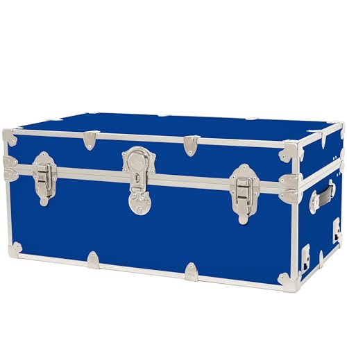 Rhino Trunk & Case Classic Large Trunk - 32"x18"x14", 1500+ lbs Capacity - Many Colors, Soft-Close Lid. Strong, USA Made Summer Camp Footlocker and Secure College Dorm Storage Chest - color: Royal Blue, size: 32" Without Wheels