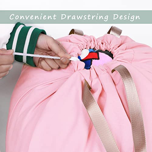 Cotton Canvas Laundry Bag with Handles & Drawstring Straps, Heavy Duty Extra Large Laundry Bags for Laundromat and Household, 25.5x34 Inch, Pink - color: Pink