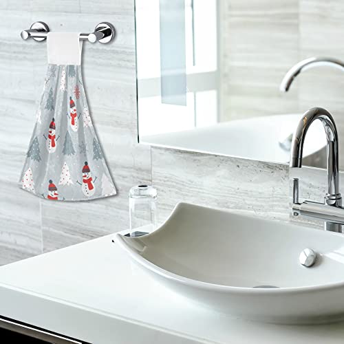 Vnurnrn Hand Towels for Kitchen 2 Pcs Hanging Kitchen Towels Set，Christmas Snowman Christmas Tree Soft Absorbent Tea Bar Dish Cloths Bath Towel for Bathroom Laundry Room - color: Christmas Snowman Christmas Tree