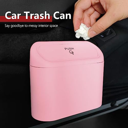 Car Trash Can with 3 Rolls Trash Bags, 1.2 Gallon Vehicle Garbage Bin with Lid & Leak-Proof Design, Portable Auto Waste Container for Cars/Trucks/SUVs, Hangs on Seat or Console (Pink) - color: Pink