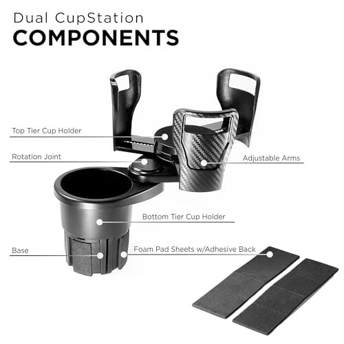 Limitless Dual CupStation - 2-in-1 Expandable Cup Holder with 360° Rotating Base – Black