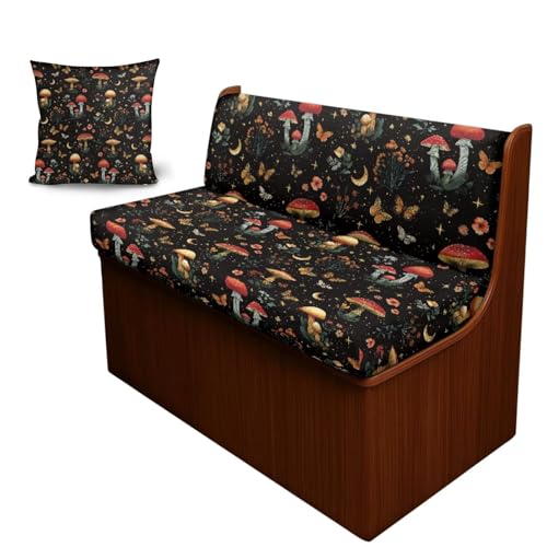 Butterfly Mushroom Print RV Dinette Cushion Covers 3 Pieces Scratch-Resistant Camper Seat Covers with Pillowcase, Dinette Booth RV Couch Cover Loveseat Sofa Chair Cover - color: Butterfly Mushroom