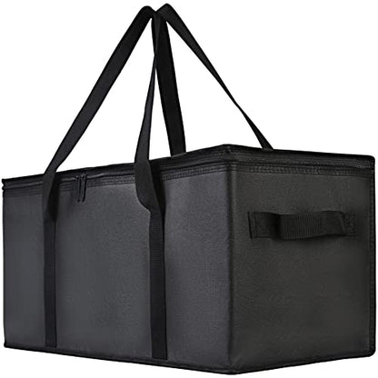 Bodaon Insulated Food Delivery Bag, 22" x 10" x 10" Insulated Pizza Delivery Bags for Hot/Cold Food, Black, 1-Pack - color: Black, size: 22" x 10“ x 10"