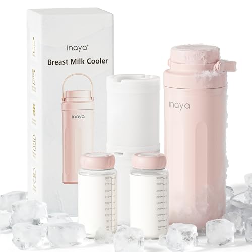 Inaya 22oz Portable Breast Milk Cooler, 24H Breastmilk Chiller with 2 Storage Bottles, Travel Milk Cooler for Work, Leakproof Milk Storage Container for Pumping and Breastfeeding Moms, Blush Pink - color: Blush Pink