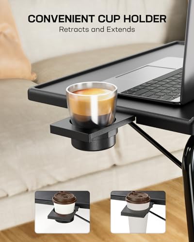 LORYERGO TV Tray - TV Table for Eating, Folding Table Trays with 6 Height & 3 Tilt Angle, TV Tray Table with Cup Holder, Dinner Tray for Eating or Working on Couch, Bed, Living Room, Home & Office - size: 1pcs