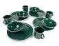 GSI Outdoors Pioneer Enamel 12 Pieces (4-Person) Dish Set I Enamelware Dishes Including Plates, Bowls and Mugs for Camping, Outdoors, RV, Camp, Green