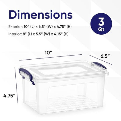 Superio Clear Plastic Storage Bin with Lid, 3.5 Qt, Non-Toxic, BPA Free, Odor Free, Organizer Storage Box, Stackable Plastic Tote for Home, Garage, School, and Office, X-Small - size: 9.75" x 6.6" x 4.75"