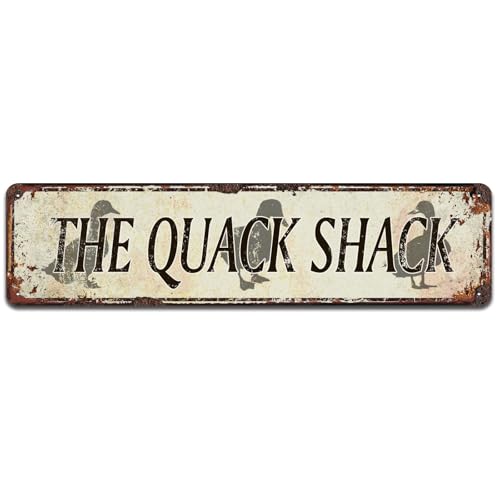Rustic Style Outdoor Safe Metal Duck Signs for Duck House Décor - Funny Sign Styles “The Quack Shack”, Gift Duck Lovers and Enthusiasts, Funny Tin Sign 16x4 Inch - color: V-141