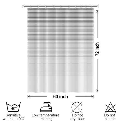 Boho Shower Curtain for Bathroom 60x72 inches Light Grey White Lines Waterproof Shower Curtain Set with Hooks Bohemian Stripe Fabric Stall RV Shower Curtains - color: Grey, size: 60"W x 72"L (Pack of 1)