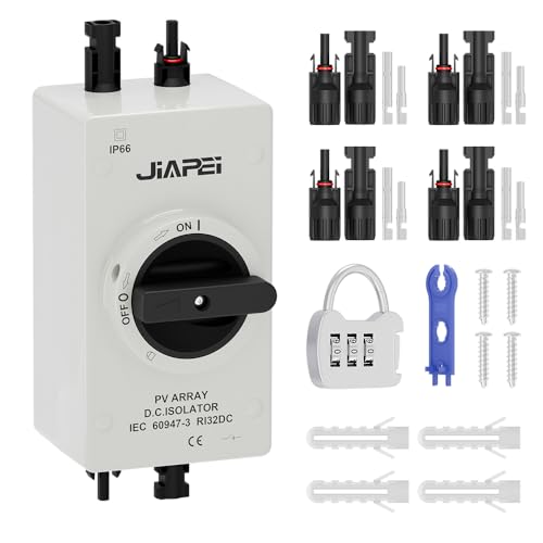 Isolator Switch, Solar Disconnect Switch, 32 Amp DC1200V, with IP66 Waterproof Enclosure, for Rooftop Solar Systems, RVs and Boats