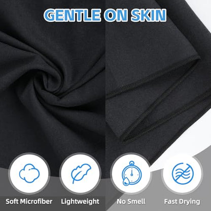 4 Pack Quick Dry Microfiber Towels for Body S L XL Camping Towel Fast Drying Compact for Sea Beach Swimming Yoga Hiking Pack Travel Bathroom Towel(Black) - color: Black