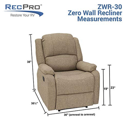 RecPro Charles Collection | 30" Zero Wall RV Recliner | Wall Hugger Recliner | RV Living Room (Slideout) Chair | RV Furniture | RV Chair | Cloth (Oatmeal, 2 Chairs) - color: Oatmeal, size: 2 Chairs