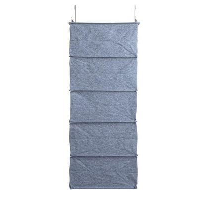 Household Essentials Hanging Cotton Blend and Plastic Closet Shoe Organizer with 10 Storage Compartments, Denim - color: Denim