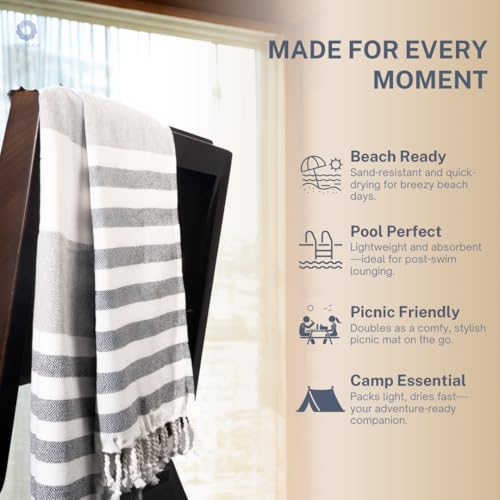Cotton Turkish Beach Towel with Towels Oversized 36"x72" Pool Absorbent Extra Large Quick Dry Sand Travel Towel (Mélange Drift, 4 Pack) - color: Mélange Drift, size: 4 Pack