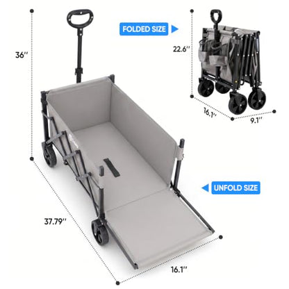 Sekey Collapsible Wagon Cart with Drop-Down Tailgate, 300 lb Capacity - color: Gray, size: 300 lbs