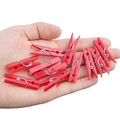 Jdesun 50 Pieces Photo Clips,Mini Plastic Picture Paper Clip Clothespins Peg for Office,Home,Arts(Red) - color: Red