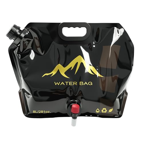 Collapsible Water Container 2 Gallon (8L), Foldable Water Storage Bag with Spigot, BPA Free Portable Water Tank for Camping, Emergency, Hiking, RV, Outdoor Use, Black - color: Black Outdoor