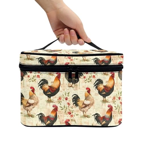 Travel Cosmetic Bag Chicken Printed Multifunctional Makeup Organizer Bag for Ladies Teens Lightweight Makeup Pouch Plenty of Room - color: Chicken