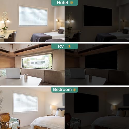 HOMEIDEAS 100% Travel Blackout Curtains, Portable No-Drill Blinds with Stickers & Suction Cups, Blackout Window Cover Light Blocking Shades for Bedroom, Baby Nursery, Dorm, RV, 50" W × 78" L