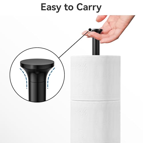 Toilet Paper Holder Stand(with Reserve Function), Free-Standing Spare Rolls Storage Holder, Stainless Steel, Modern Design - color: Matte Black
