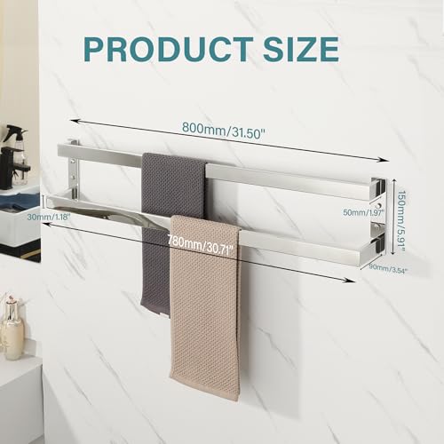 Alise Double Towel Bar, 32" Towel Racks for Bathroom Wall Mounted SUS304 Stainless Steel, Quick Drying Bathroom Towel Holder, Long Heavy Duty Towel Hanger, Polished Chrome - color: Polished Chrome, size: 32-inch