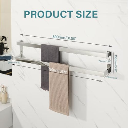 Alise Double Towel Bar, 32" Towel Racks for Bathroom Wall Mounted SUS304 Stainless Steel, Quick Drying Bathroom Towel Holder, Long Heavy Duty Towel Hanger, Polished Chrome - color: Polished Chrome, size: 32-inch