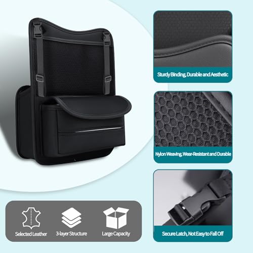 Car Back Seat Organizer with Double-Sided Storage & Tissue Holder - Universal Fit for Sedans, SUVs & Trucks - Durable Car Storage Pocket for Phones, Water Bottles & Essentials