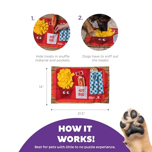 Outward Hound by Nina Ottosson Activity Matz Fast Food Fun Plush Dog Puzzle Mat Dog Enrichment Dog Toy, Level 2 Intermediate, Multicolored - color: Activity Matz Fast Food