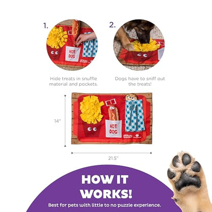 Outward Hound by Nina Ottosson Activity Matz Fast Food Fun Plush Dog Puzzle Mat Dog Enrichment Dog Toy, Level 2 Intermediate, Multicolored - color: Activity Matz Fast Food