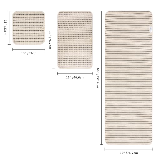 POLYTE 430 GSM Microfiber Quick Dry Lint Free Oversize Bath Towel Set, 6 Piece (Waffle Weave) - color: Light Beige/Black