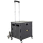 dbest Products Quik Cart Stair Climber Wheeled Rolling Crate Teacher Utility with seat Heavy Duty Collapsible Basket with Handle, 18" D x 17" W x 39" H, Black - color: Black, style: Stair Climber
