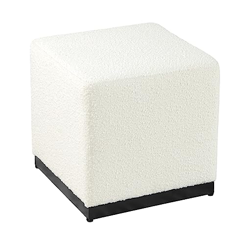 HomePop 16" Cube Ottoman - Cream Boucle - color: Cream Boucle
