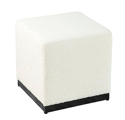 HomePop 16" Cube Ottoman - Cream Boucle - color: Cream Boucle