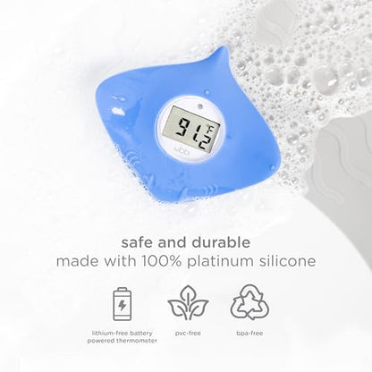 Ubbi Stingray Baby Bath Thermometer for Newborns and Infants, Accurate and Instant High and Low Digital Reads, Floating Silicone Safety Thermometer, Newborn Registry Must Haves, Blue - style: Bath Thermometer