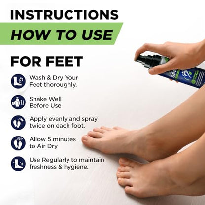 Shoe Deodorizer & Foot Odor Spray – Mint Blast for Smelly Feet | Athlete's Foot Odor Eliminator for Instant Relief from Stinky Feet | Natural Formula for All Footwear | Made in USA