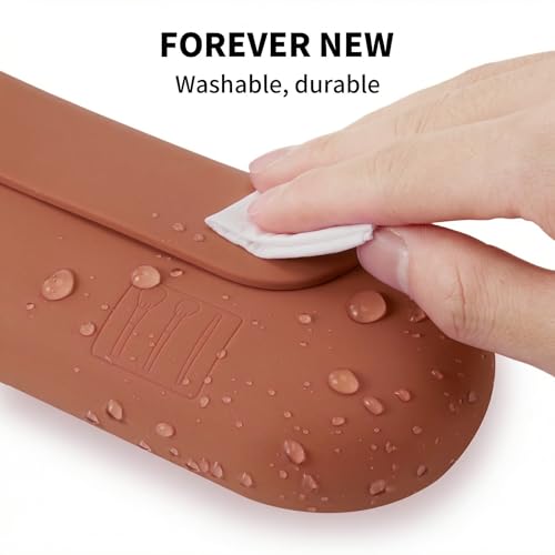 AGIKET Silicone Makeup Brush Holder Travel Cosmetic Bag：Soft Portable Cosmetic Face Brushes Holder with Upgrade Anti-Fall Out Magnetic Closure, Large Travel Makeup Brush Case - Brown - color: Brown, style: Brush Holder
