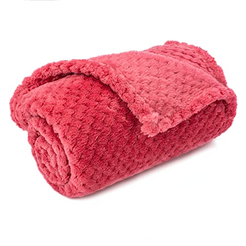 Warm Soft Fuzzy Dog or Cat Blanket, Plush Fleece Throws for Bed, Couch, Sofa, Travel (M/32" x 40", Cranberry) - color: Cranberry, size: M/32" x 40"