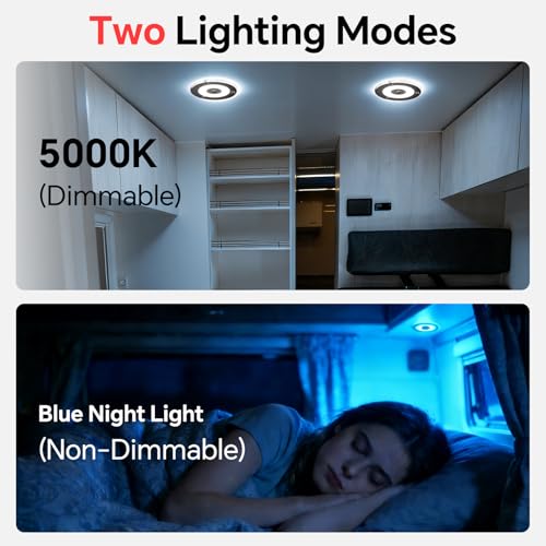2 Pack 12V LED Ceiling Dome Light 400LM, 4.75" Dimmable Interior Light for RV Boat Camper Van Travel Trailer Truck Sailboat Interior Lighting, Surface Mount & Touch Switch(Cool White) - color: 4.75" Cool White