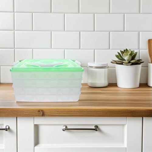 Zerodeko Dumpling Storage Box 4-Layer Stackable Food Container with Handle Portable Organizer for Kitchen and Freezer Each Tray Holds 18 Dumplings Bpa-Free Fresh-Keeping