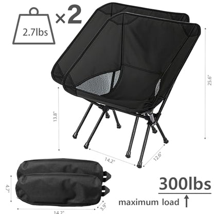 Wind Tour Portable Camping Chair Foldable Outdoor Chair for Hiking Camp Backpacking Lawn Beach Fishing Picnic with Carry Bag (Black-2) - color: Black-2