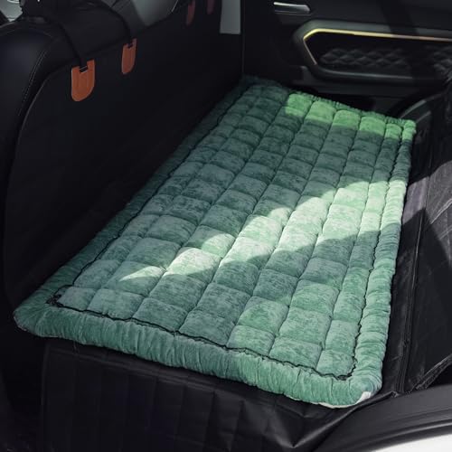 Backseat Pet Bed Mat, Truck Plaid Dog Bed for Car Back Seat, Deluxe Dog Seat Covers, Non-Slip Travel Pet Mat, Fit for Backseat Extenders and Trucks SUVs (Green, 24.8x54 inch) - color: Green