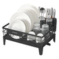 SONGMICS Dish Drying Rack, Kitchen Dish Rack with Drainboard, 360° Rotatable and Extendable Spout, with Cutlery Holder, 12.2 x 16.5 x 7.3 Inches, Ink Black UKCS550B01 - color: Ink Black, style: with Drainboard