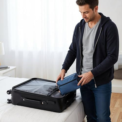 16 Pcs Travel Toiletry Bag for Men, Large Water Resistant Shaving Bag Hanging Cosmetic Bag with Handle and Divider Storage Makeup Pouch Organizer for Groomsmen Gifts Toiletries Accessories
