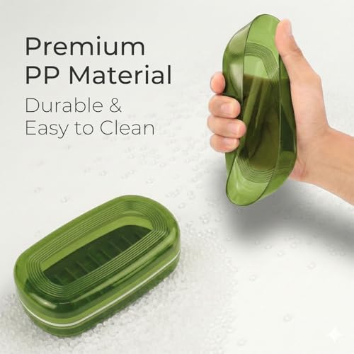 AIMAIAIMAI Shampoo Bar Holder Travel Case for Two Bars – Compatible with Kitsch Solid Shampoo & Conditioner Bars, Large Soap Container for Bathroom or Travel (Green Style A-Large) - color: Green Style A-large