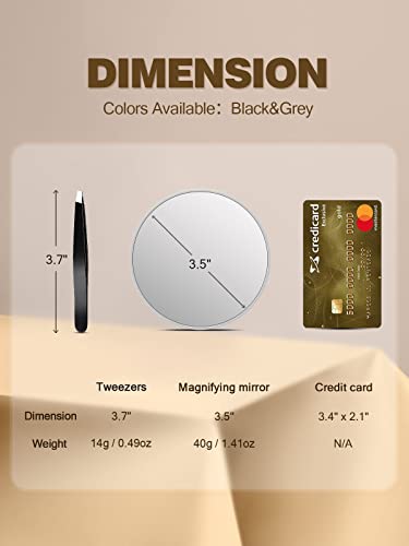 Macaki 40X Magnifying Mirror with 2 Suction Cups, 3.5 inches Magnified Makeup Mirror and Slant Tweezers,Grey,1PC - color: Grey-40x