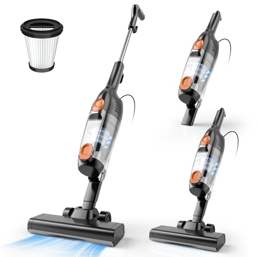 Vazone R6X Corded Stick Vacuum Cleaners for Home, 20Kpa Powerful Suction Stick Vacuum with 16Ft Cord, 2 in 1 Lightweight Handheld Vacuum Cleaner for Hardwood Floor Pet Hair - color: Orange