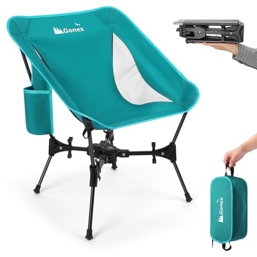 Gonex Portable Camping Chair, The 5th Gen Ultralight Compact Backpacking Foldable Lightweight Folding Chair for Outdoor Camp Hiking Beach Picnic Concert, Supports 330lbs (Lake Green, 1 PCS) - color: Lake Green