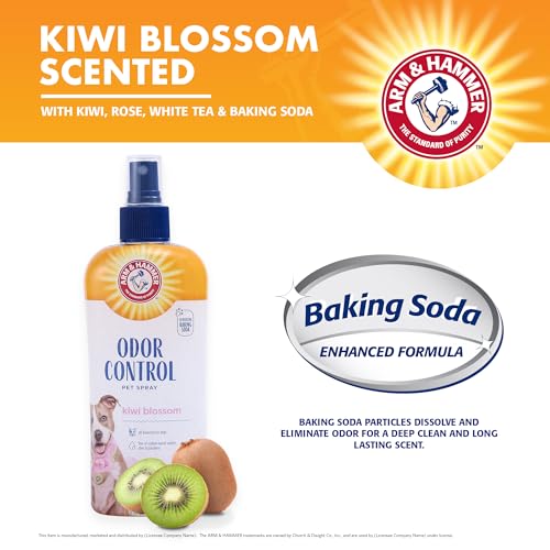 Arm & Hammer for Pets Super Deodorizing Dog Spray with Baking Soda for Odor Control Freshens Coat Between Baths pH Balanced Formula for Dogs Kiwi Blossom 8 FL OZ 2 Pack Dogs and Puppies Daily