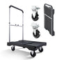 VEVOR Foldable Utility Cart, 330LBS Portable Dolly Cart with Telescoping Handle for Boxes, Crates, Groceries, Folding Platform Truck with 360° Swivel Wheels for Garage/Garden/Office, Black - size: 26.8 x 19.5 x 4.5 in/ 680 x 495 x 115 mm